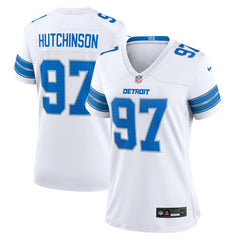 Women's Detroit Lions Aidan Hutchinson White Game Jersey 