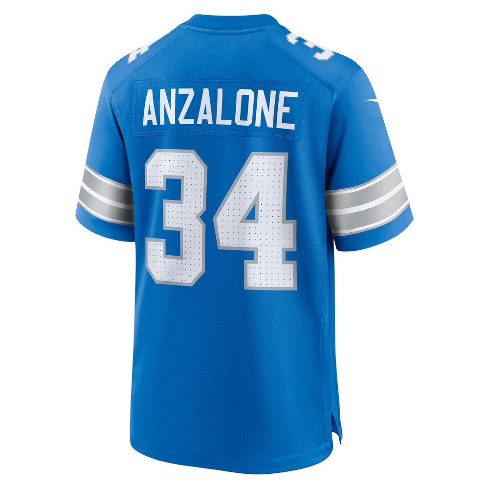 Men's Detroit Lions Alex Anzalone Blue Game Jersey 