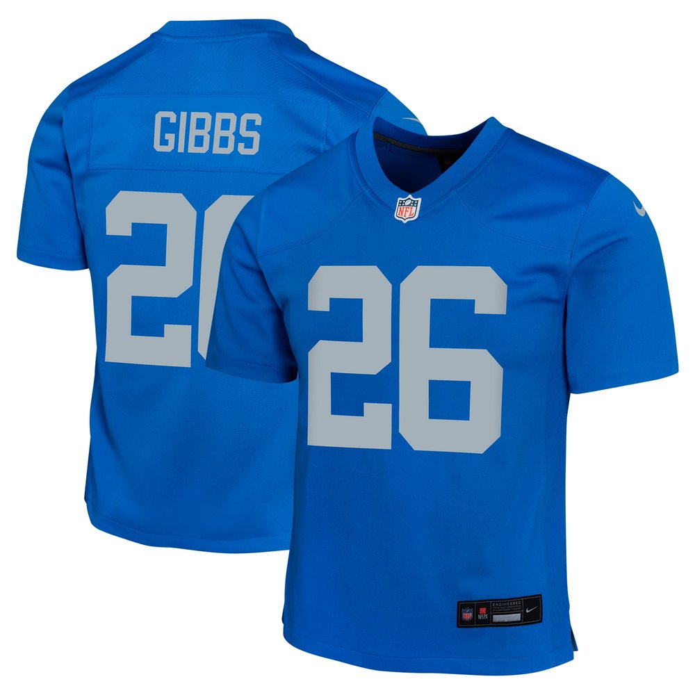 Youth Detroit Lions Jahmyr Gibbs Blue Alternate Game Jersey 