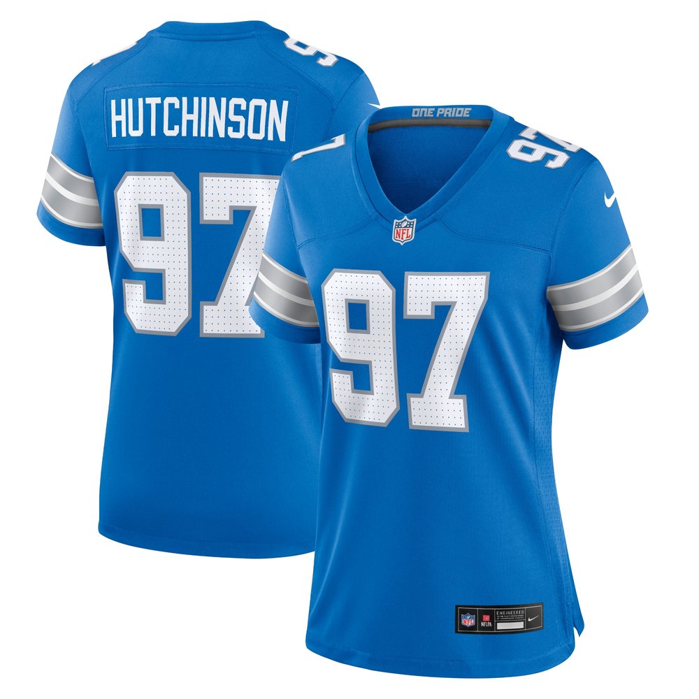 Women's Detroit Lions Aidan Hutchinson Blue Game Jersey 