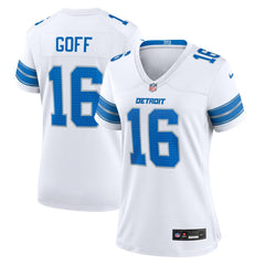 Women's Detroit Lions Jared Goff White Game Jersey 