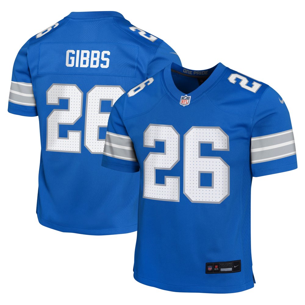 Youth Detroit Lions Jahmyr Gibbs Blue Team Player Game Jersey 