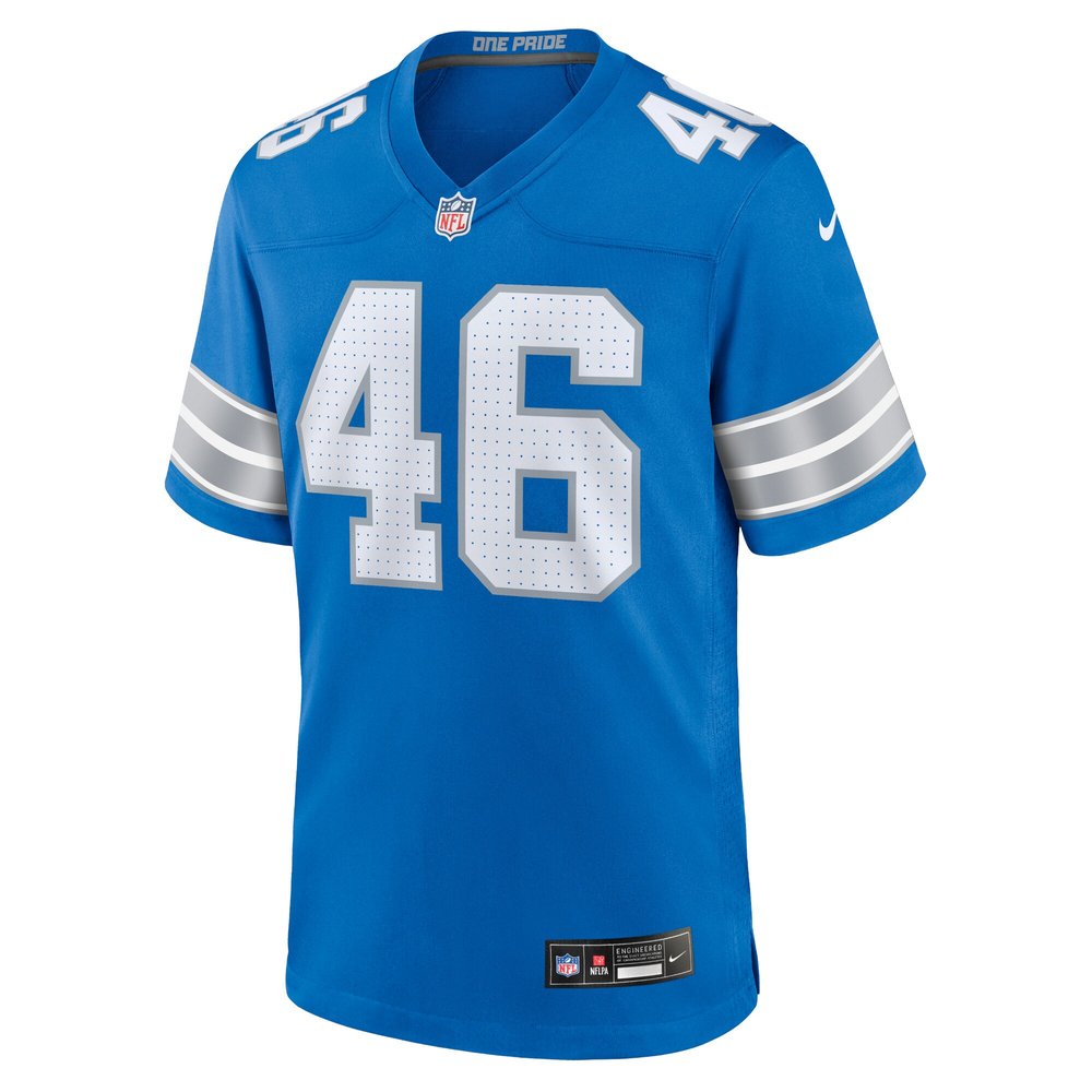 Men's Detroit Lions Jack Campbell Blue Game Jersey 