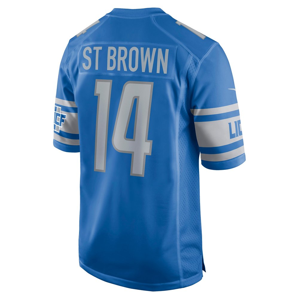 Men's Detroit Lions Amon-Ra St. Brown Blue Game Player Jersey 