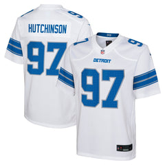 Youth Detroit Lions Aidan Hutchinson White Player Game Jersey 