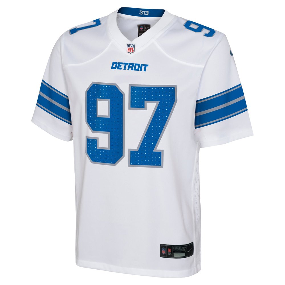 Youth Detroit Lions Aidan Hutchinson White Player Game Jersey 