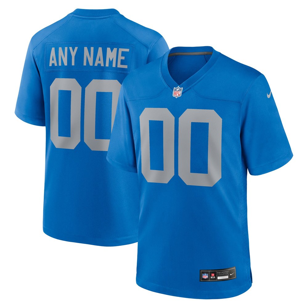 Men's Detroit Lions Blue Alternate Custom Game Jersey 