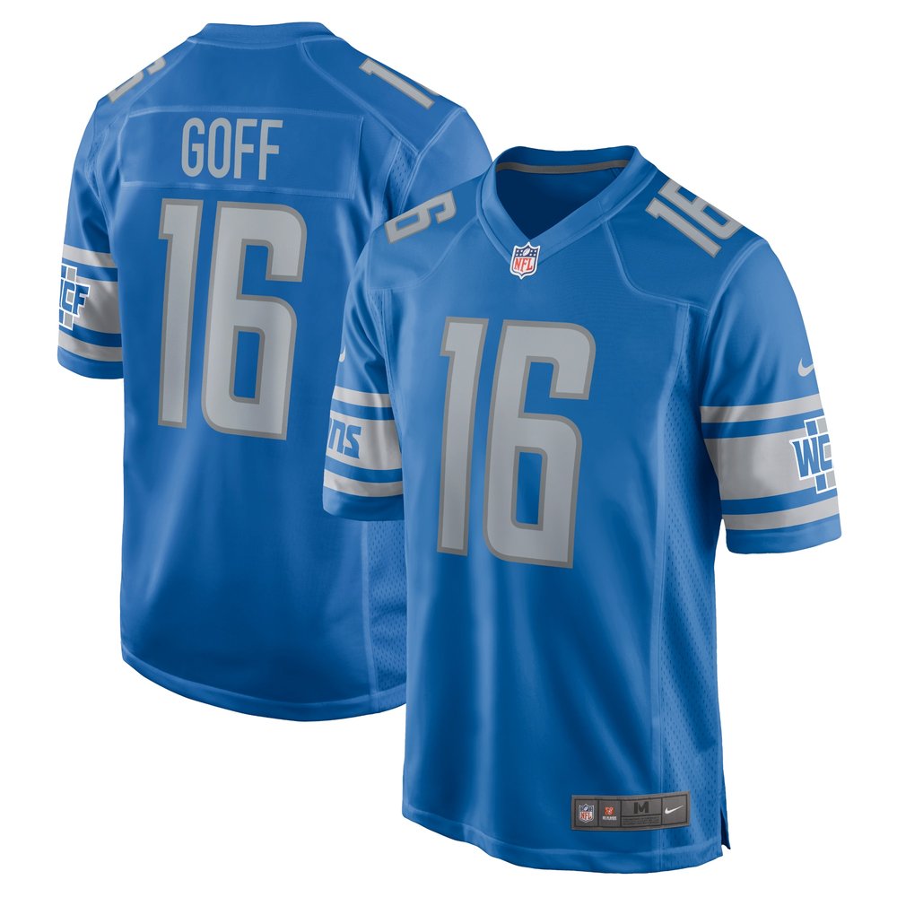 Men's Detroit Lions Jared Goff Blue Game Jersey 