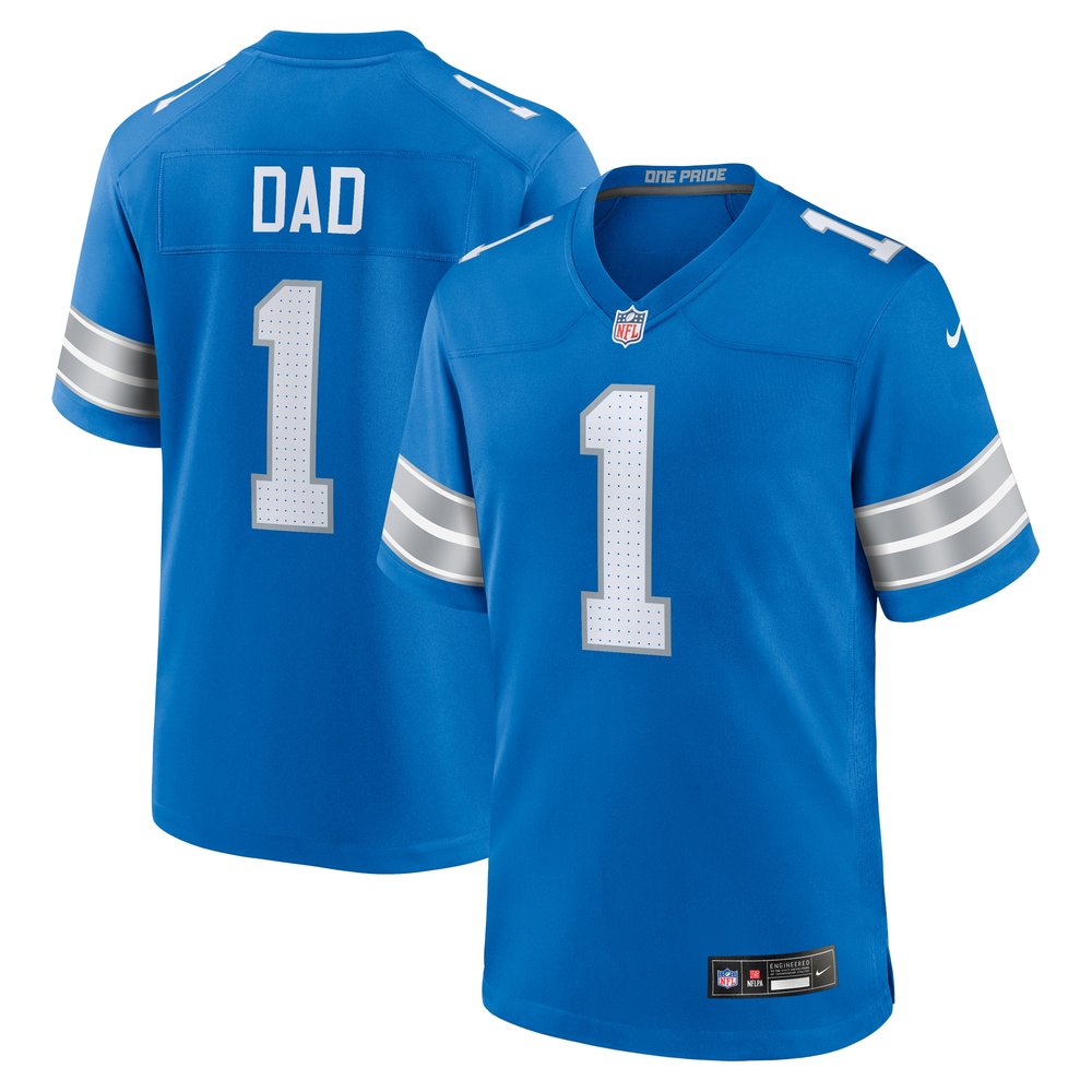 Men's Detroit Lions Number 1 Dad Blue Game Jersey 