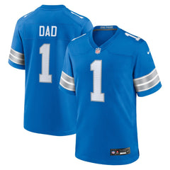 Men's Detroit Lions Number 1 Dad Blue Game Jersey 