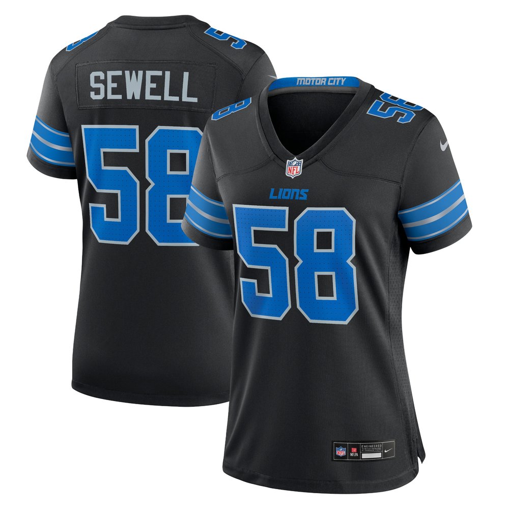 Women's Detroit Lions Penei Sewell Black 2nd Alternate Game Jersey 