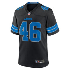 Men's Detroit Lions Jack Campbell Black 2nd Alternate Game Jersey 