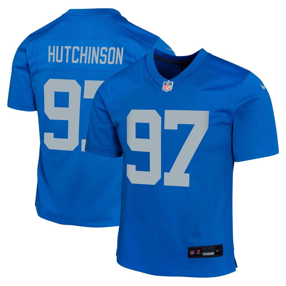 Youth Detroit Lions Aidan Hutchinson Blue Alternate Game Jersey 
