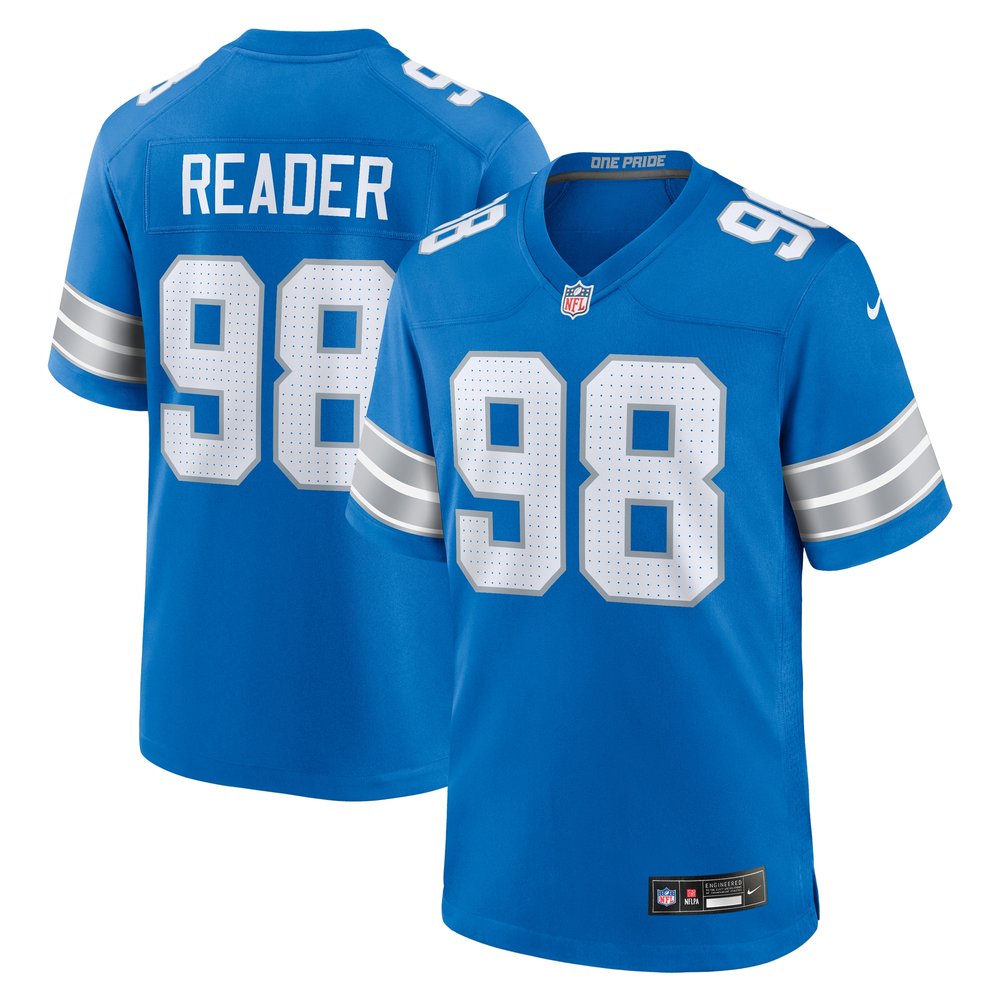 Men's Detroit Lions D.J. Reader Blue Team Game Jersey 