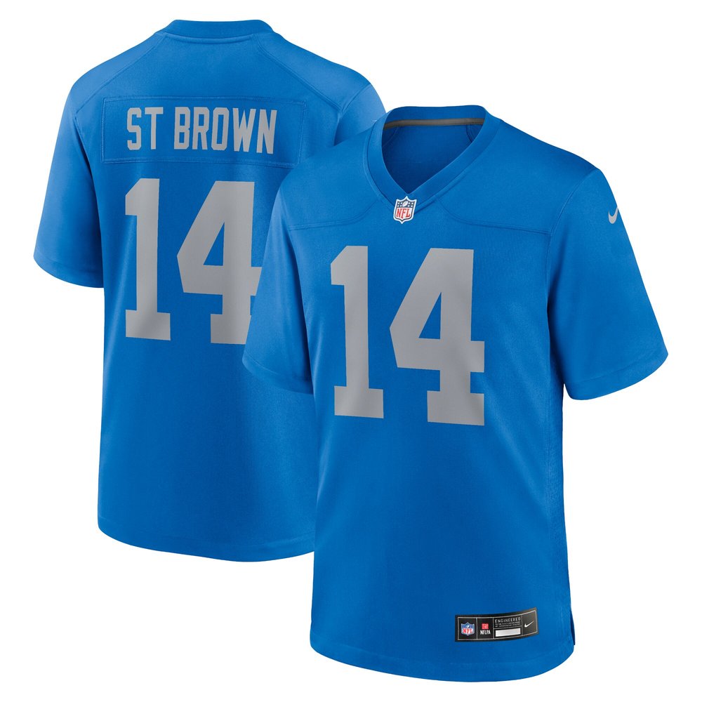 Men's Detroit Lions Amon-Ra St.Brown Blue Alternate Game Jersey 