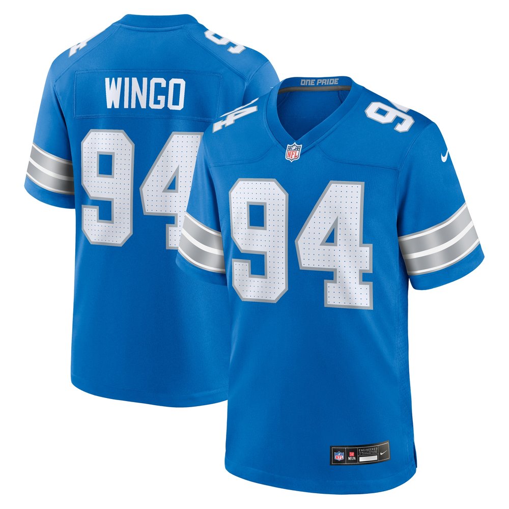 Men's Detroit Lions Mekhi Wingo Blue Team Game Jersey 