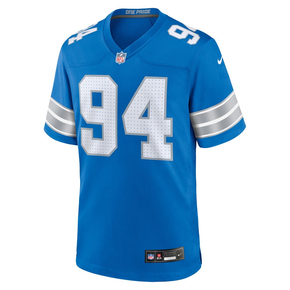 Men's Detroit Lions Mekhi Wingo Blue Team Game Jersey 