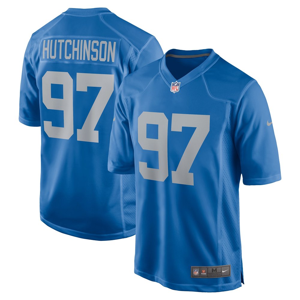 Men's Detroit Lions Aidan Hutchinson Blue Player Game Jersey 