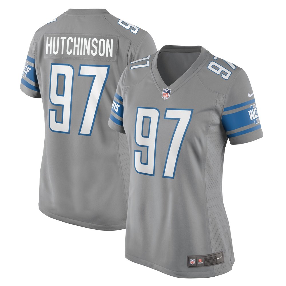 Women's Detroit Lions Aidan Hutchinson Silver Game Jersey 