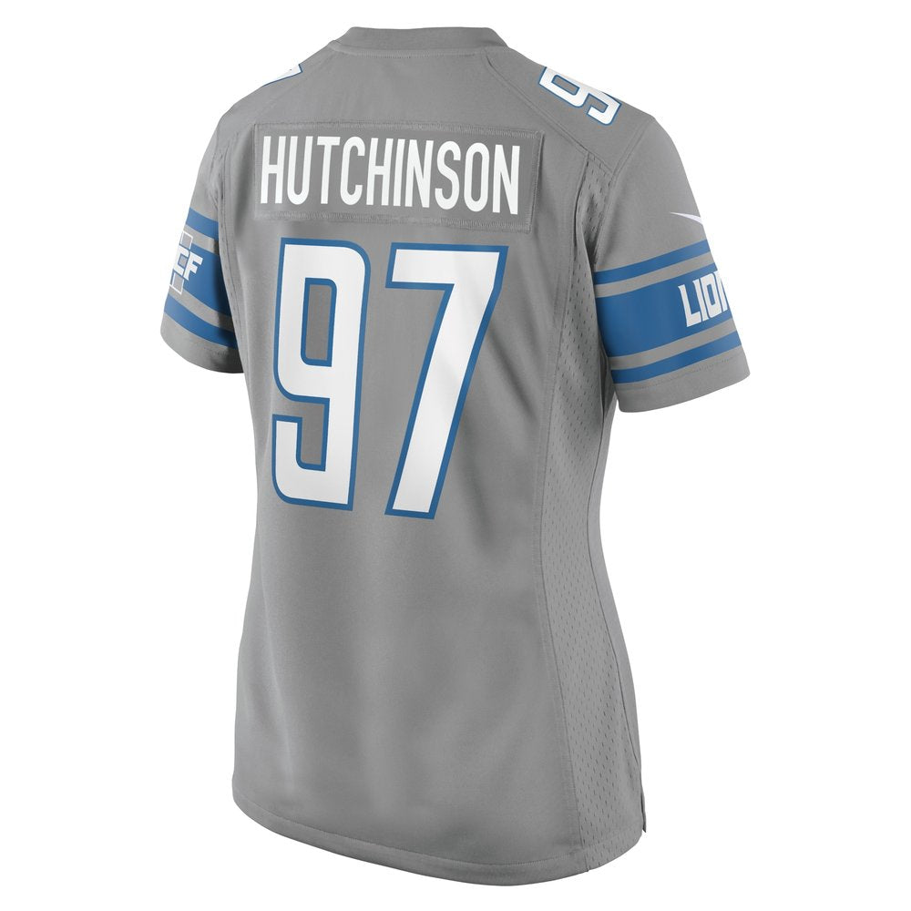 Women's Detroit Lions Aidan Hutchinson Silver Game Jersey 