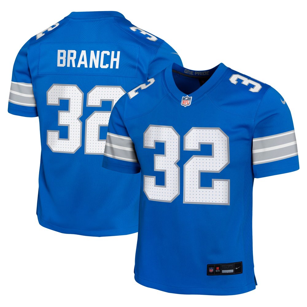 Youth Detroit Lions Brian Branch Blue Team Player Game Jersey 