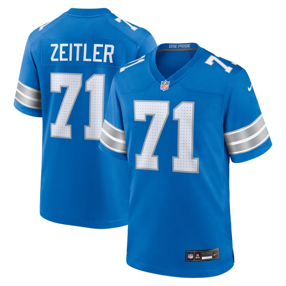 Men's Detroit Lions Kevin Zeitler Blue Game Jersey 
