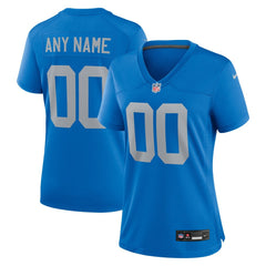Women's Detroit Lions Blue Alternate Custom Game Jersey 