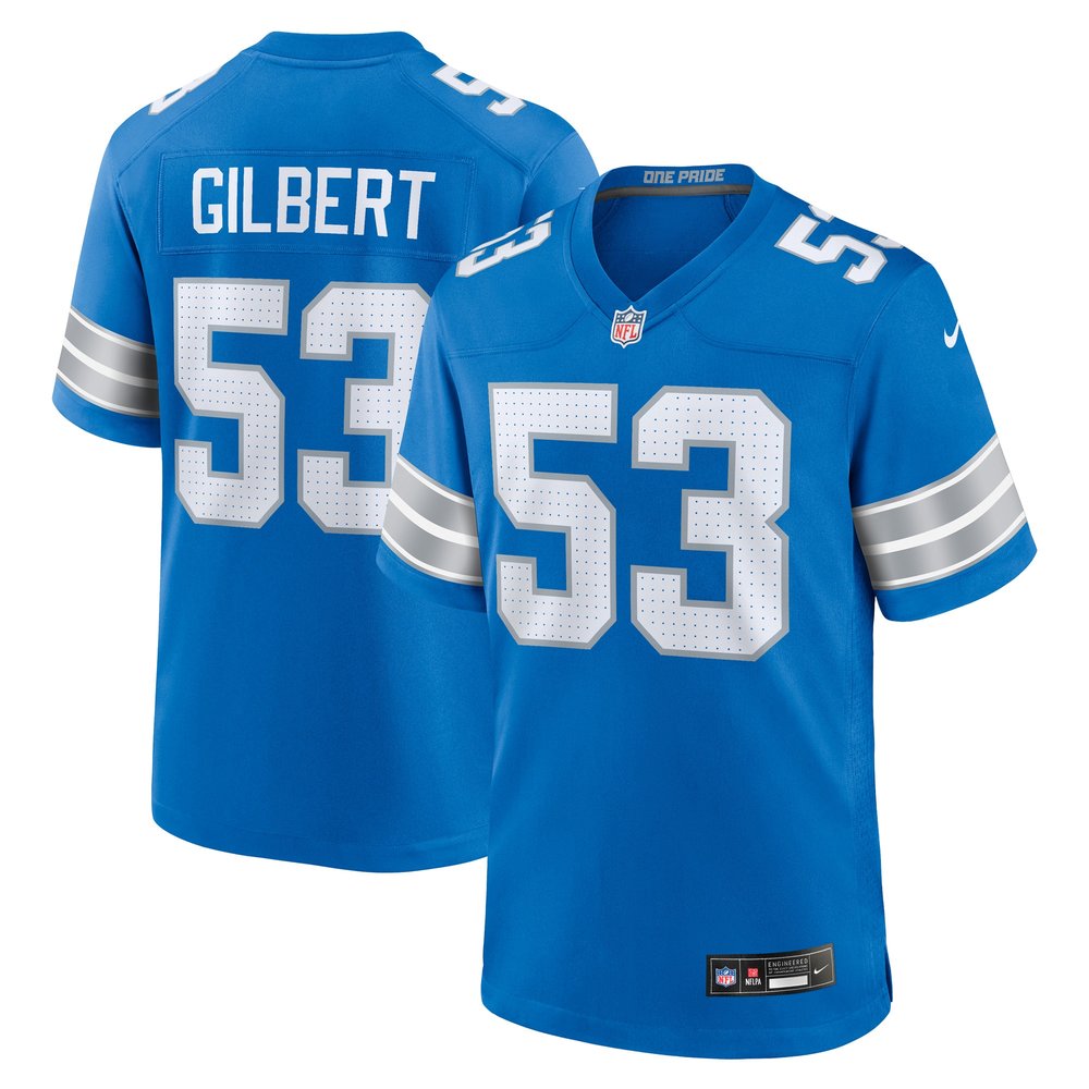 Men's Detroit Lions DaRon Gilbert Blue Game Jersey 