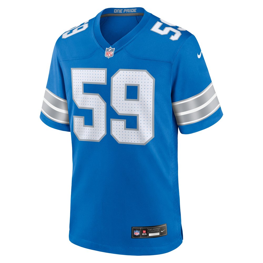 Men's Detroit Lions Giovanni Manu Blue Team Game Jersey 
