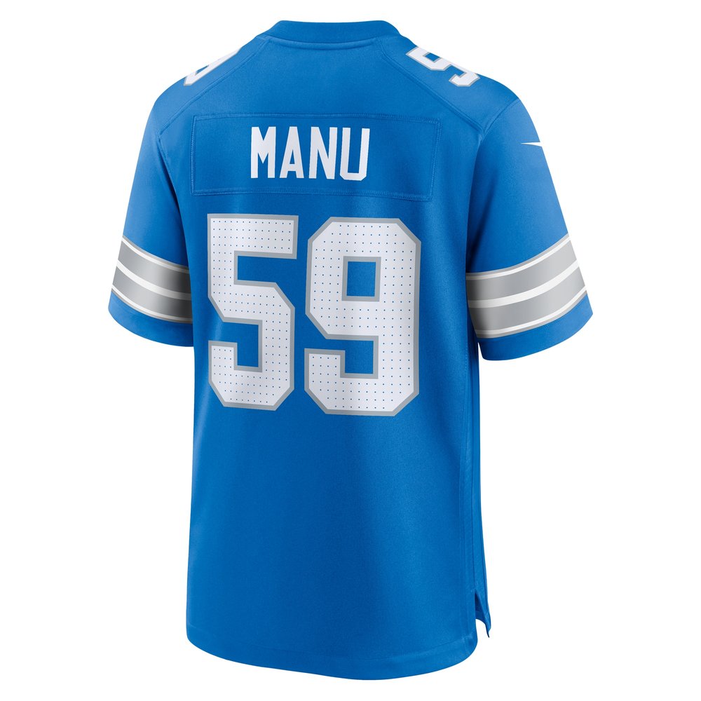Men's Detroit Lions Giovanni Manu Blue Team Game Jersey 