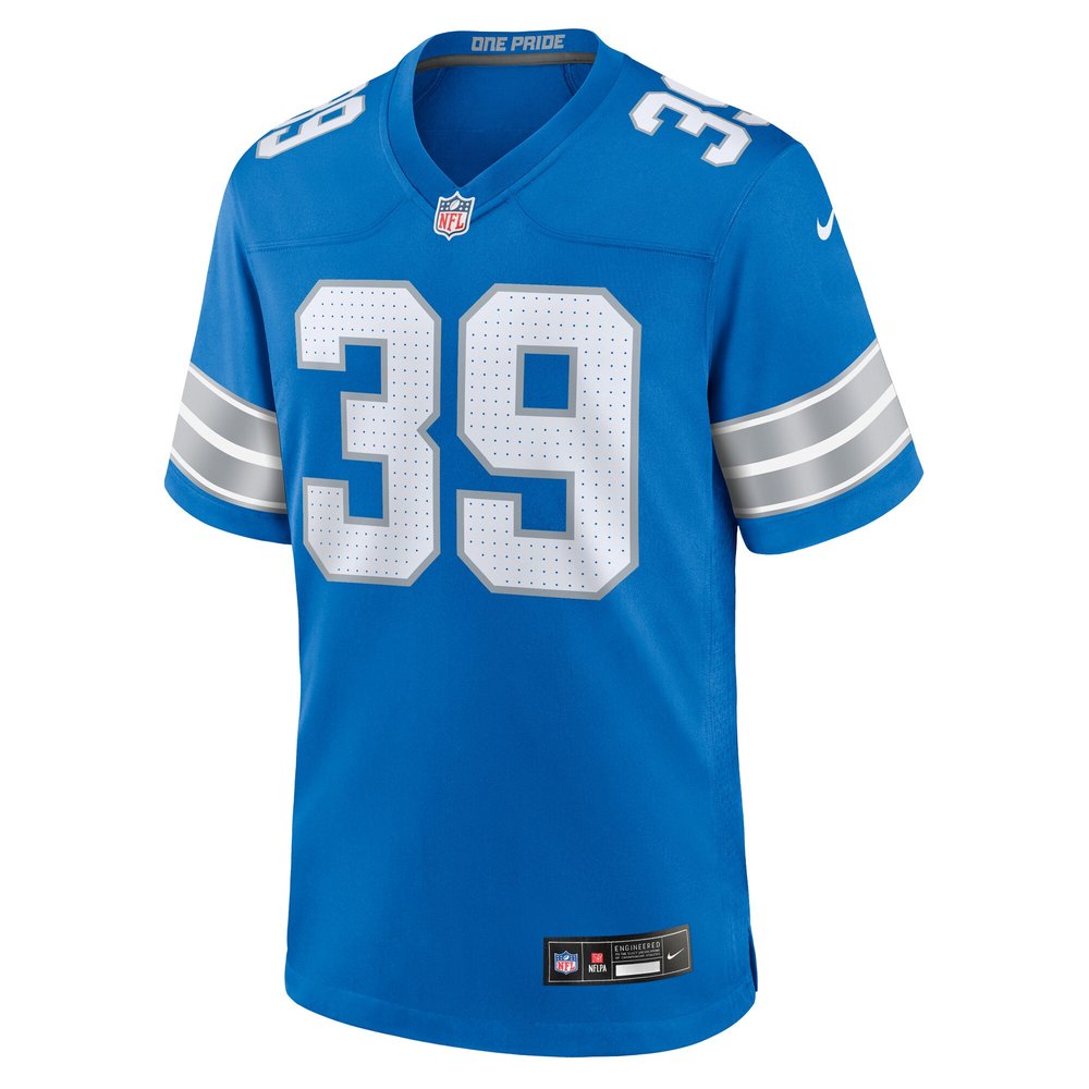 Men's Detroit Lions Morice Norris Blue Game Jersey 