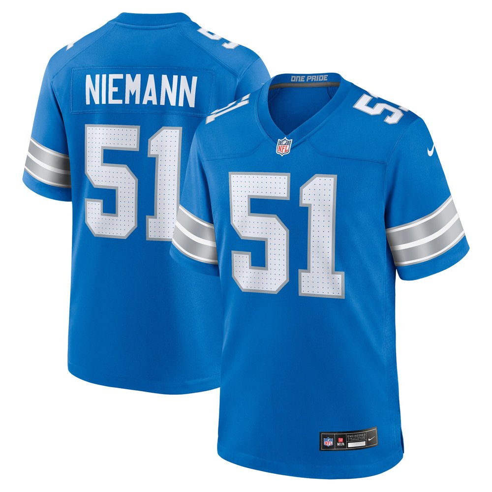Men's Detroit Lions Ben Niemann Blue Team Game Jersey 