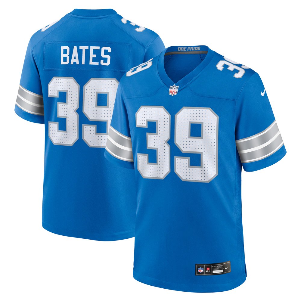 Men's Detroit Lions Jake Bates Blue Team Game Jersey 