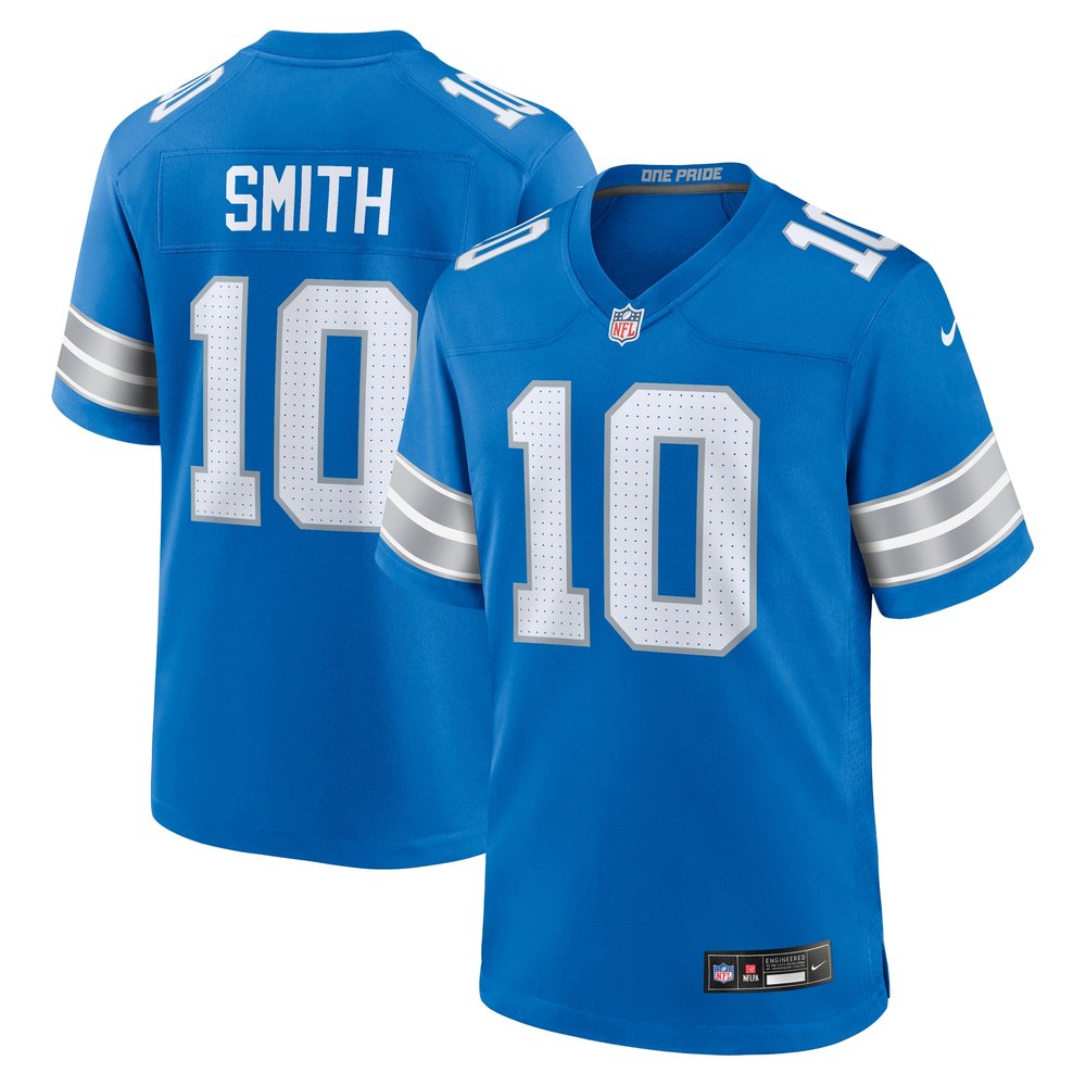 Men's Detroit Lions Tre Quan Smith Blue Game Jersey 