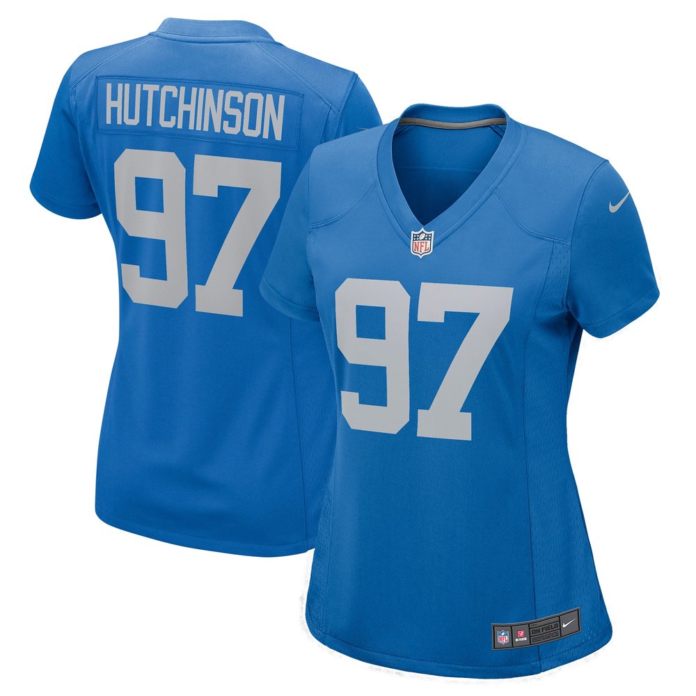 Women's Detroit Lions Aidan Hutchinson Blue Player Jersey 