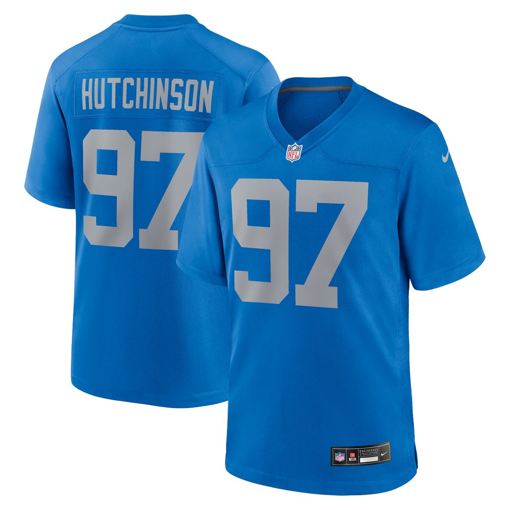 Men's Detroit Lions Aidan Hutchinson Blue Alternate Game Jersey 