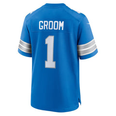 Men's Detroit Lions Number 1 Groom Blue Game Jersey 