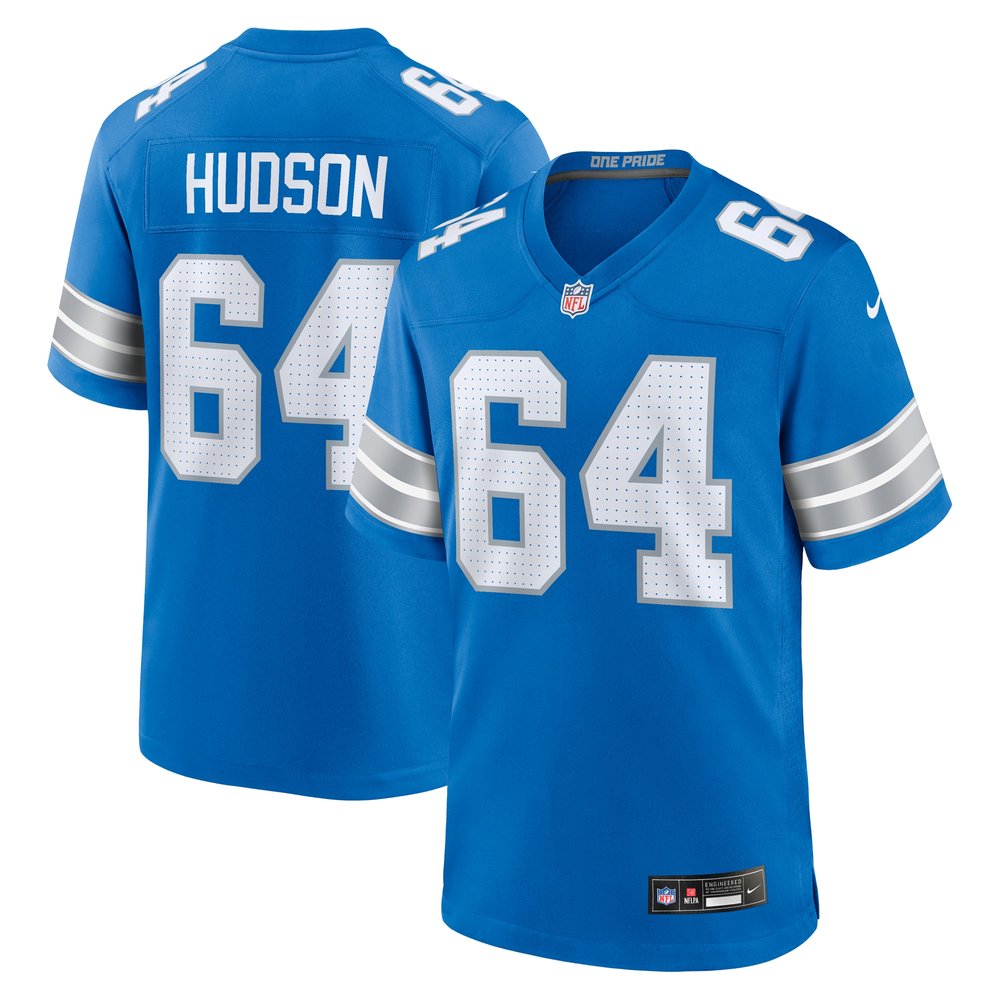 Men's Detroit Lions Bryan Hudson Blue Game Jersey 