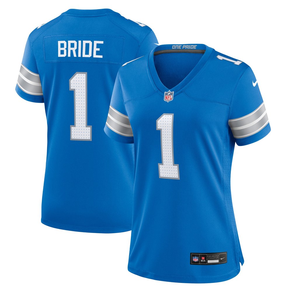 Women's Detroit Lions Number 1 Bride Blue Game Jersey 