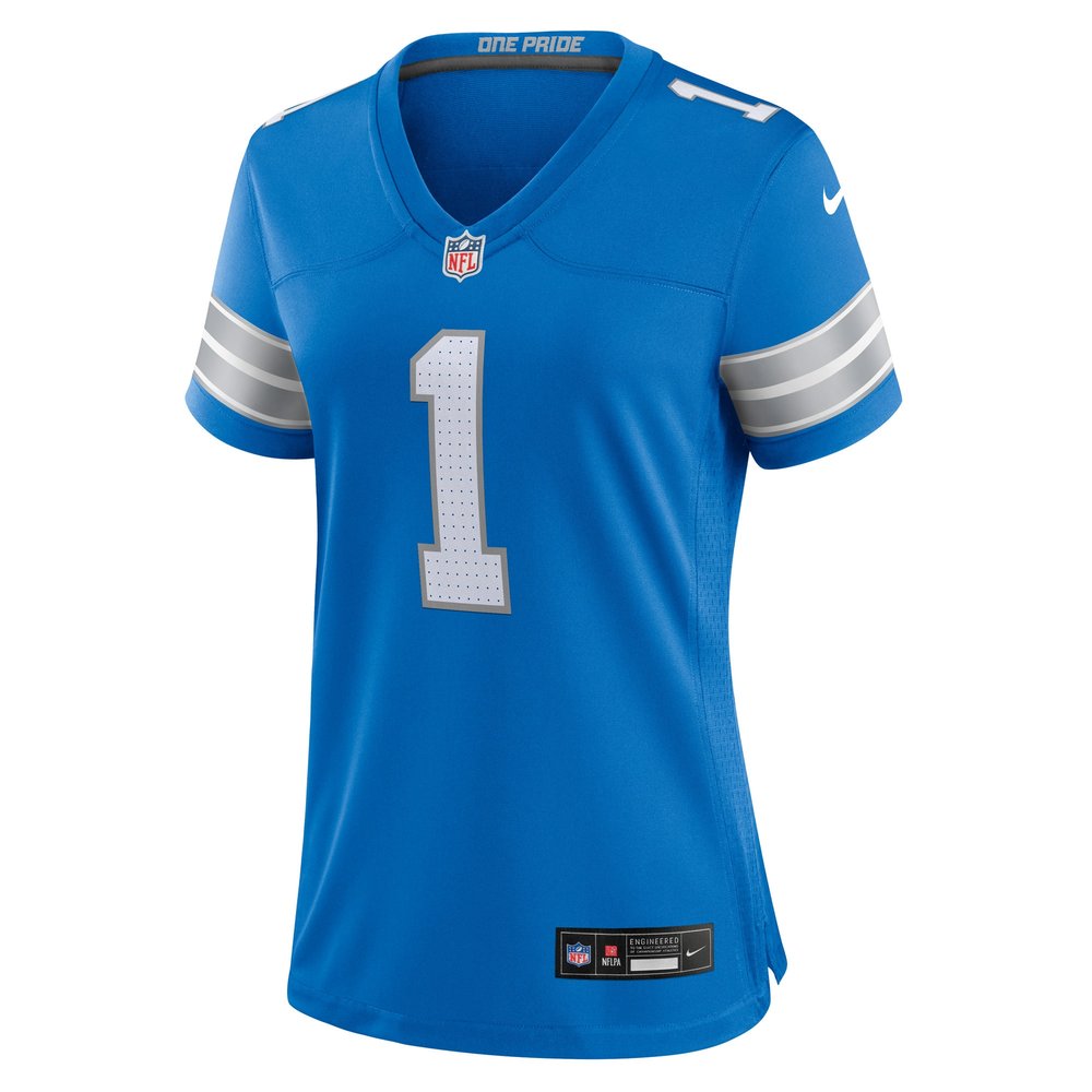 Women's Detroit Lions Number 1 Bride Blue Game Jersey 