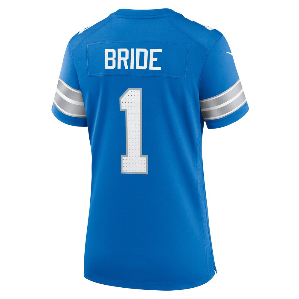 Women's Detroit Lions Number 1 Bride Blue Game Jersey 