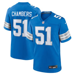 Men's Detroit Lions Steele Chambers Blue Game Jersey 