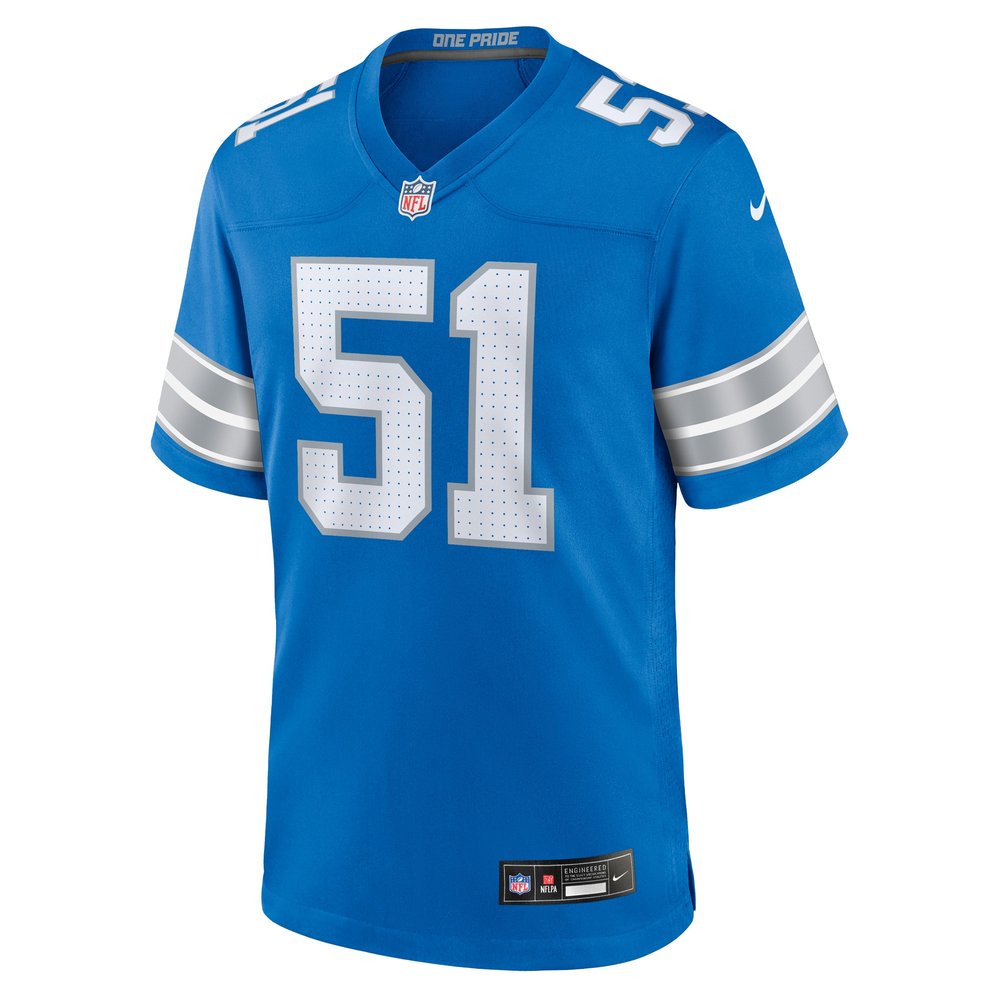 Men's Detroit Lions Steele Chambers Blue Game Jersey 