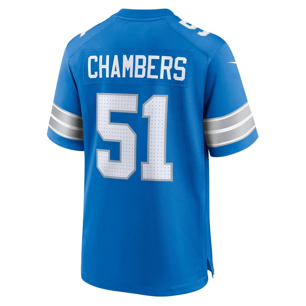 Men's Detroit Lions Steele Chambers Blue Game Jersey 
