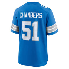 Men's Detroit Lions Steele Chambers Blue Game Jersey 