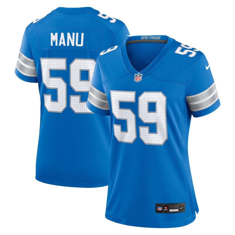 Women's Detroit Lions Giovanni Manu Blue Team Game Jersey 