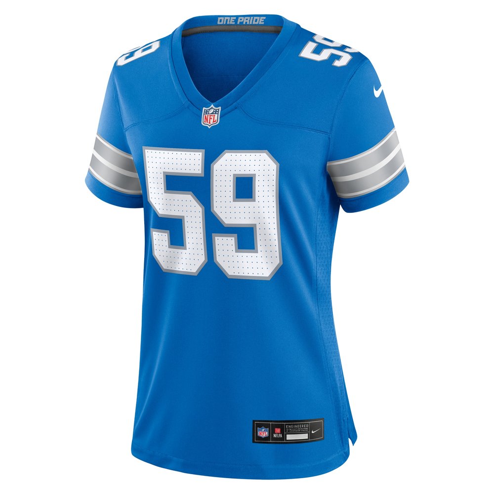 Women's Detroit Lions Giovanni Manu Blue Team Game Jersey 