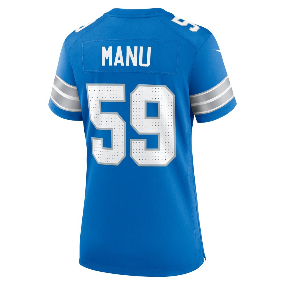 Women's Detroit Lions Giovanni Manu Blue Team Game Jersey 