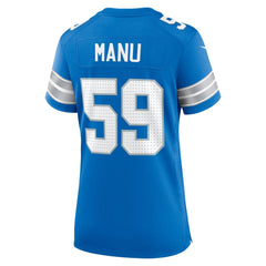 Women's Detroit Lions Giovanni Manu Blue Team Game Jersey 