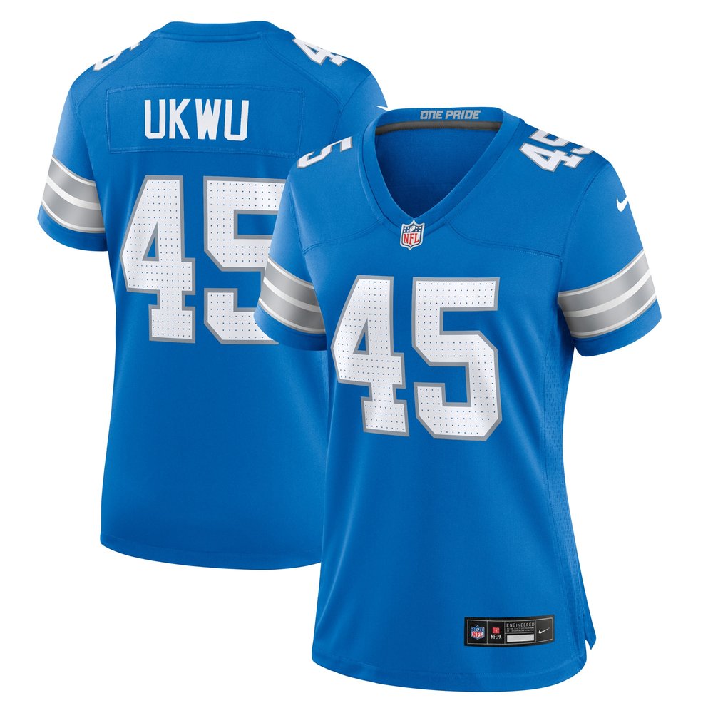 Women's Detroit Lions Isaac Ukwu Blue Game Jersey 
